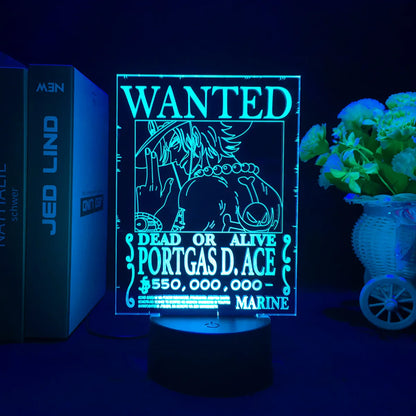 One Piece Wanted Card Acrylic Led Light Stand (6 Styles)